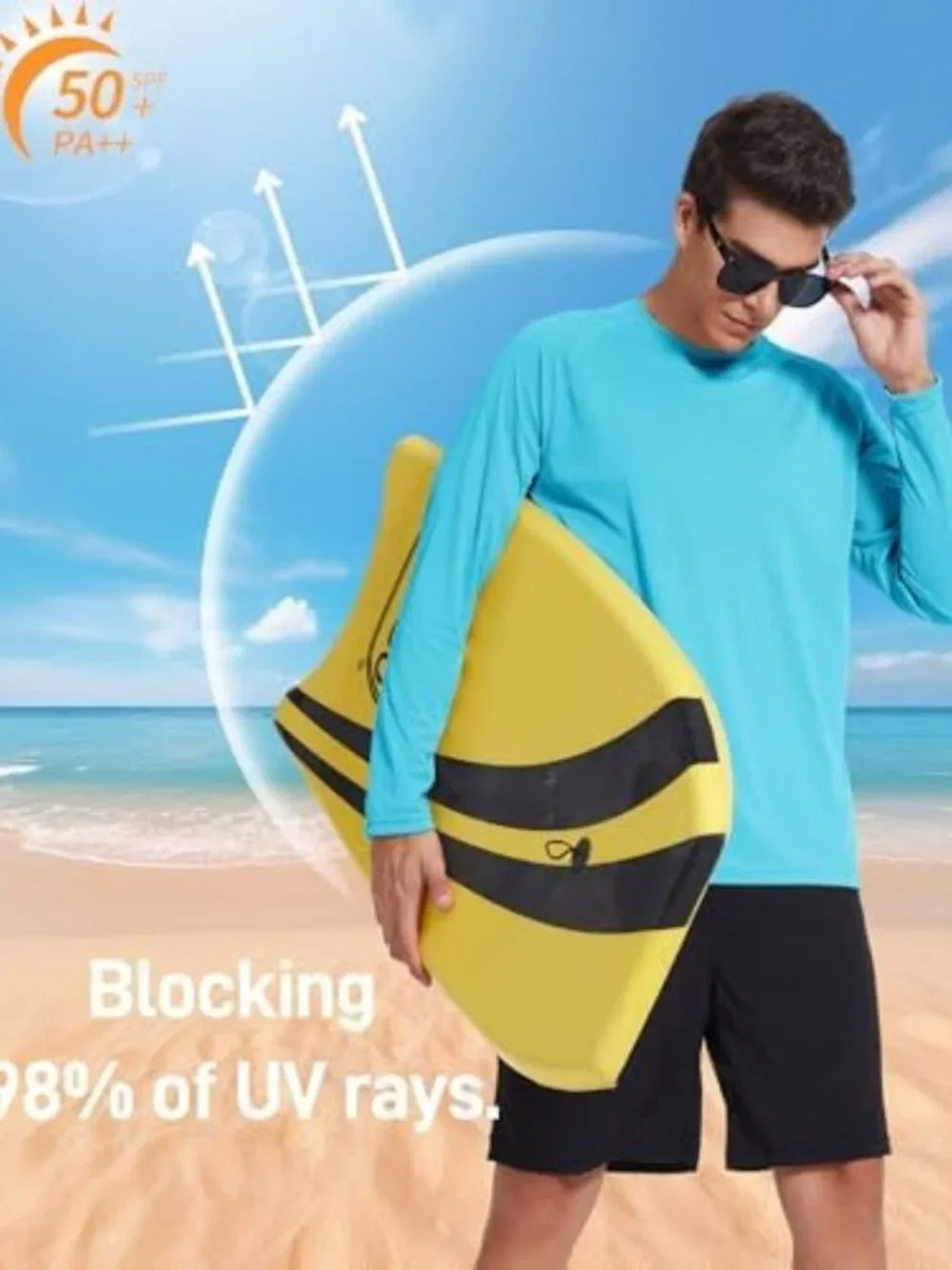 Men's UPF 50+ Long Sleeve Sun Protection Shirts - 3 Pack Rash Guard Set